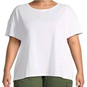 Terra & Sky Womens Arctic White Plus Size Crewneck Tee 1X 16W-18W Relaxed Fit